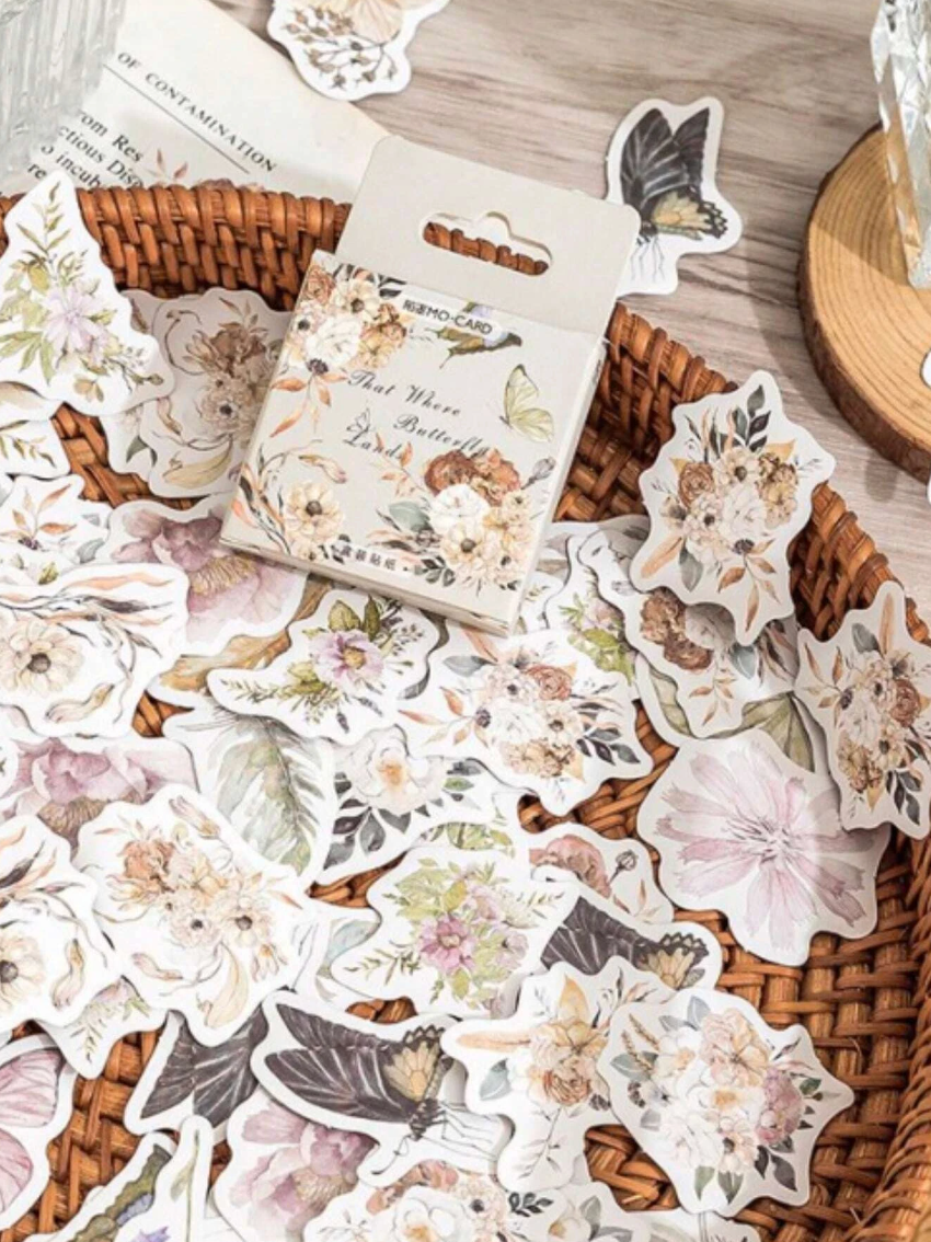 ملصقات الفراشات والورود